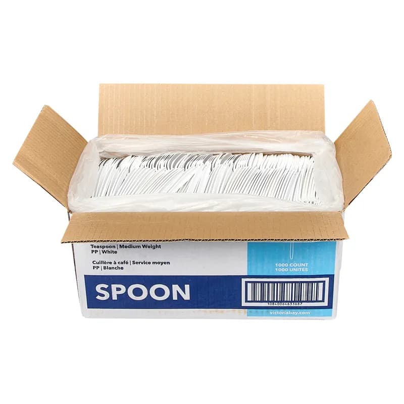 Victoria Bay Teaspoon PP White Medium Weight Unwrapped 1000/Case
