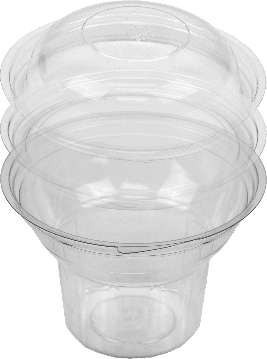 Parfait Dessert Container Base & Lid Combo With Dome Lid 10 OZ PET Clear Round 150/Case