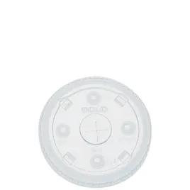 Solo® Lid Flat 3.633X0.39 IN PET Clear For 12-24 OZ Squat Cold Cup Identification With Hole 100 Count/Pack 10 Packs/Case