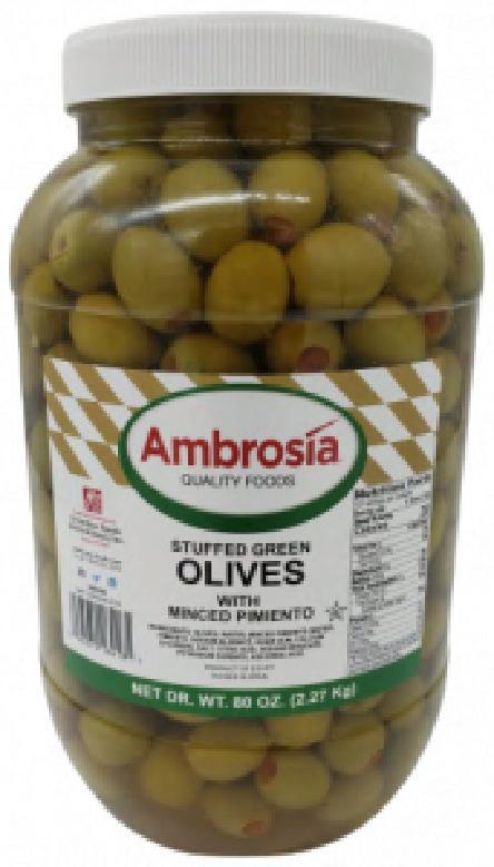 AMBROSIA® Stuffed Queen Green Olives 1 GAL 180/200 4 Count/Case