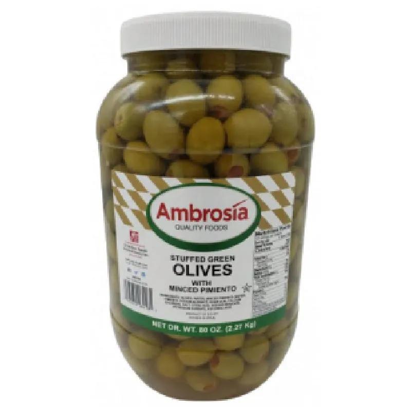 AMBROSIA® Stuffed Queen Green Olives 1 GAL 120/130 4 Count/Case