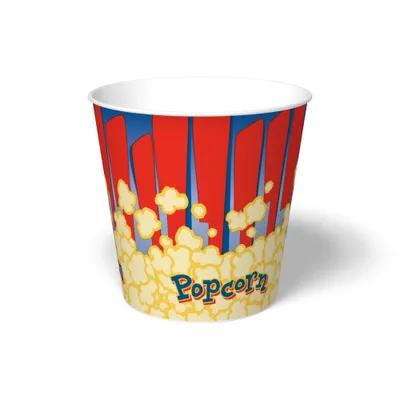 Popcorn Bucket & Tub Base 170 OZ Single Wall Poly-Coated Paper Corn Design Round 150/Case