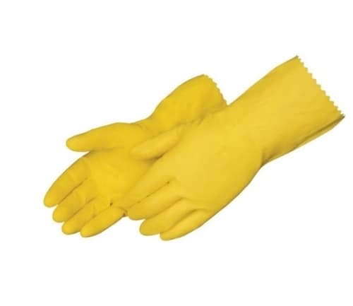Gloves XL Yellow Latex Flock Lined Embossed Diamond Grip 12 Pairs/Case