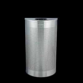 Trash Can 8.98X17.99X32.01 IN 12 GAL Black Half Round Stainless Steel Perforated 1/Each