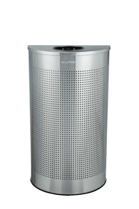 Trash Can 8.98X17.99X32.01 IN 12 GAL Black Half Round Stainless Steel Perforated 1/Each