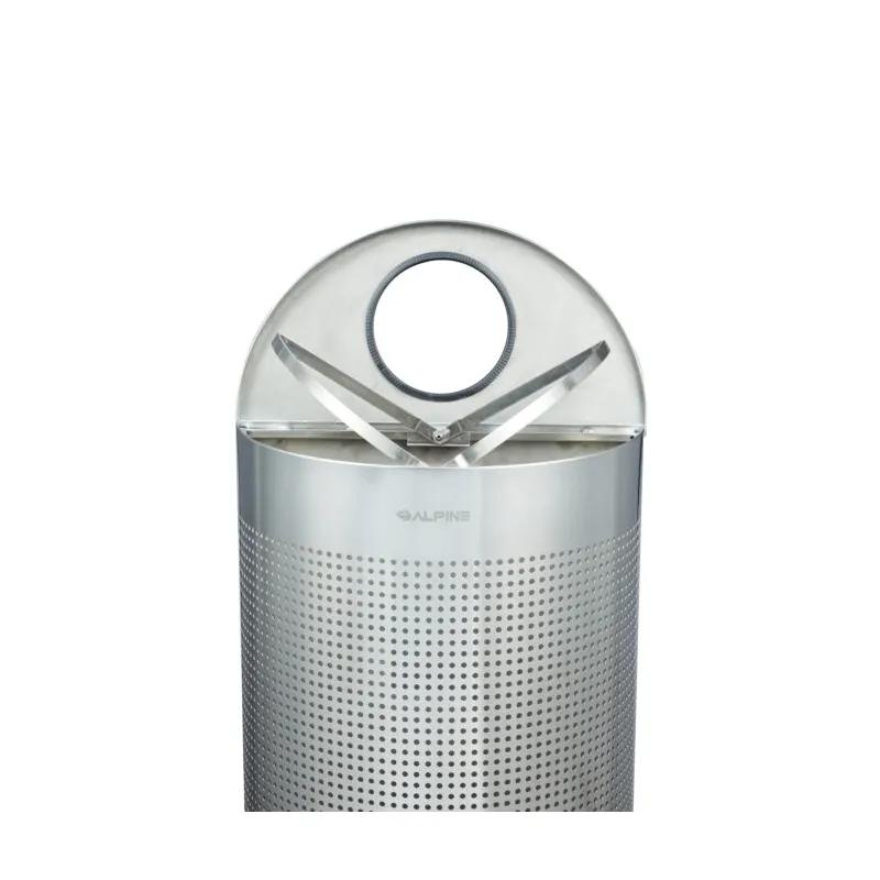Trash Can 8.98X17.99X32.01 IN 12 GAL Black Half Round Stainless Steel Perforated 1/Each