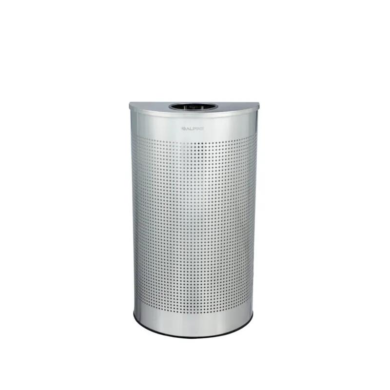 Trash Can 8.98X17.99X32.01 IN 12 GAL Black Half Round Stainless Steel Perforated 1/Each