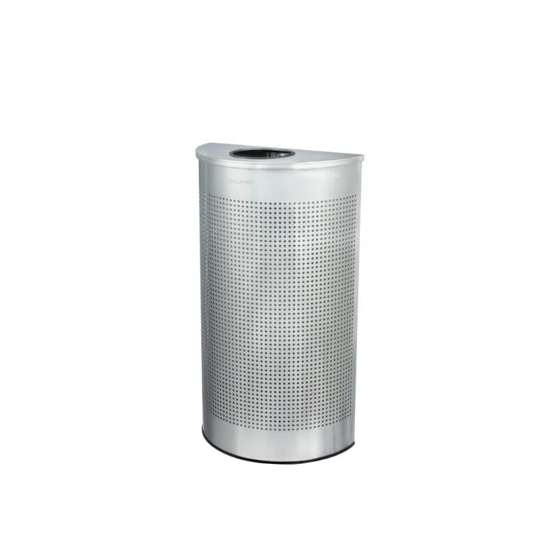 Trash Can 8.98X17.99X32.01 IN 12 GAL Black Half Round Stainless Steel Perforated 1/Each