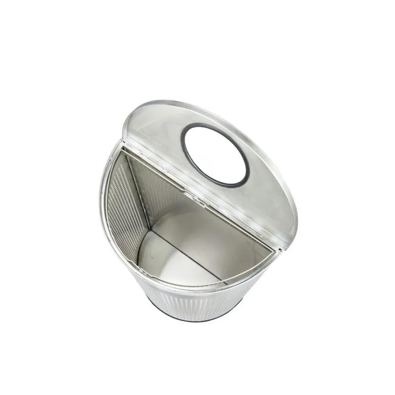 Trash Can 8.98X17.99X32.01 IN 12 GAL Black Half Round Stainless Steel Perforated 1/Each