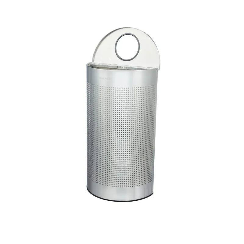 Trash Can 8.98X17.99X32.01 IN 12 GAL Black Half Round Stainless Steel Perforated 1/Each