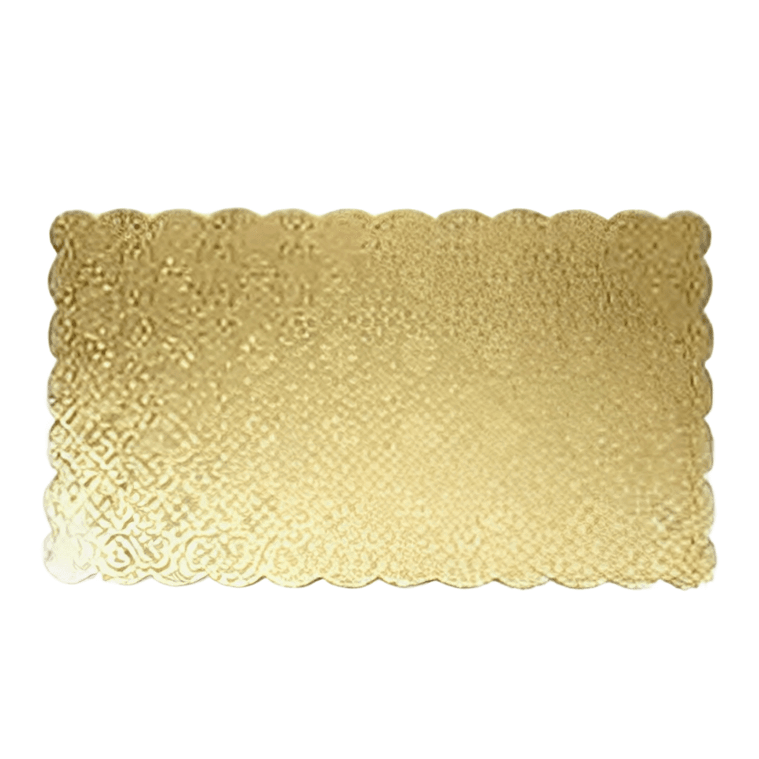 Cake Board 1/2 Size 18.75X13.75 IN Corrugated Paperboard Gold Rectangle Scalloped Double Wall 25/Case