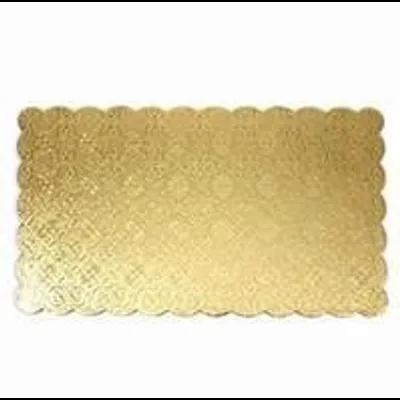 Cake Board 1/2 Size 18.75X13.75 IN Corrugated Paperboard Gold Rectangle Scalloped Double Wall 25/Case