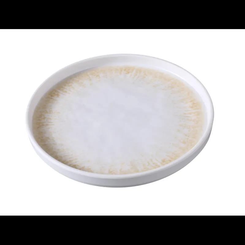 Optimum Plate 8.13 IN Melamine White Brown Round Upright Rim 48/Case