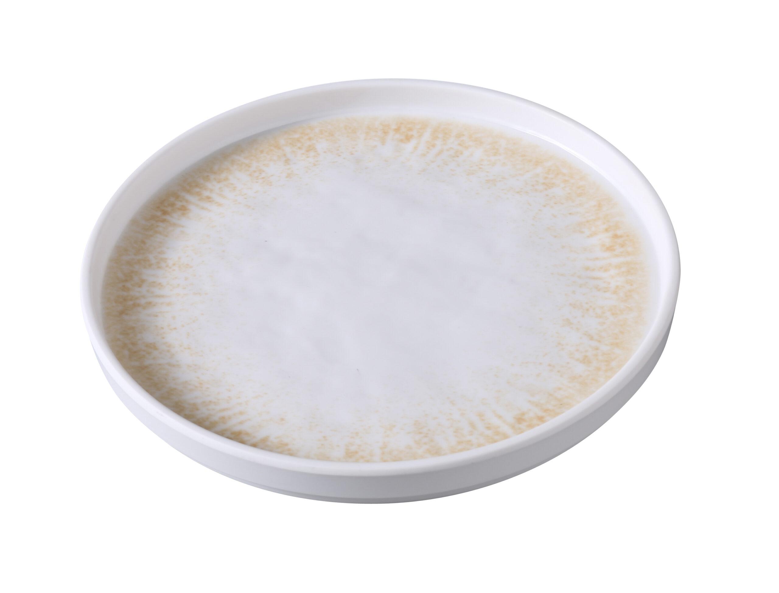 Optimum Plate 8.13 IN Melamine White Brown Round Upright Rim 48/Case