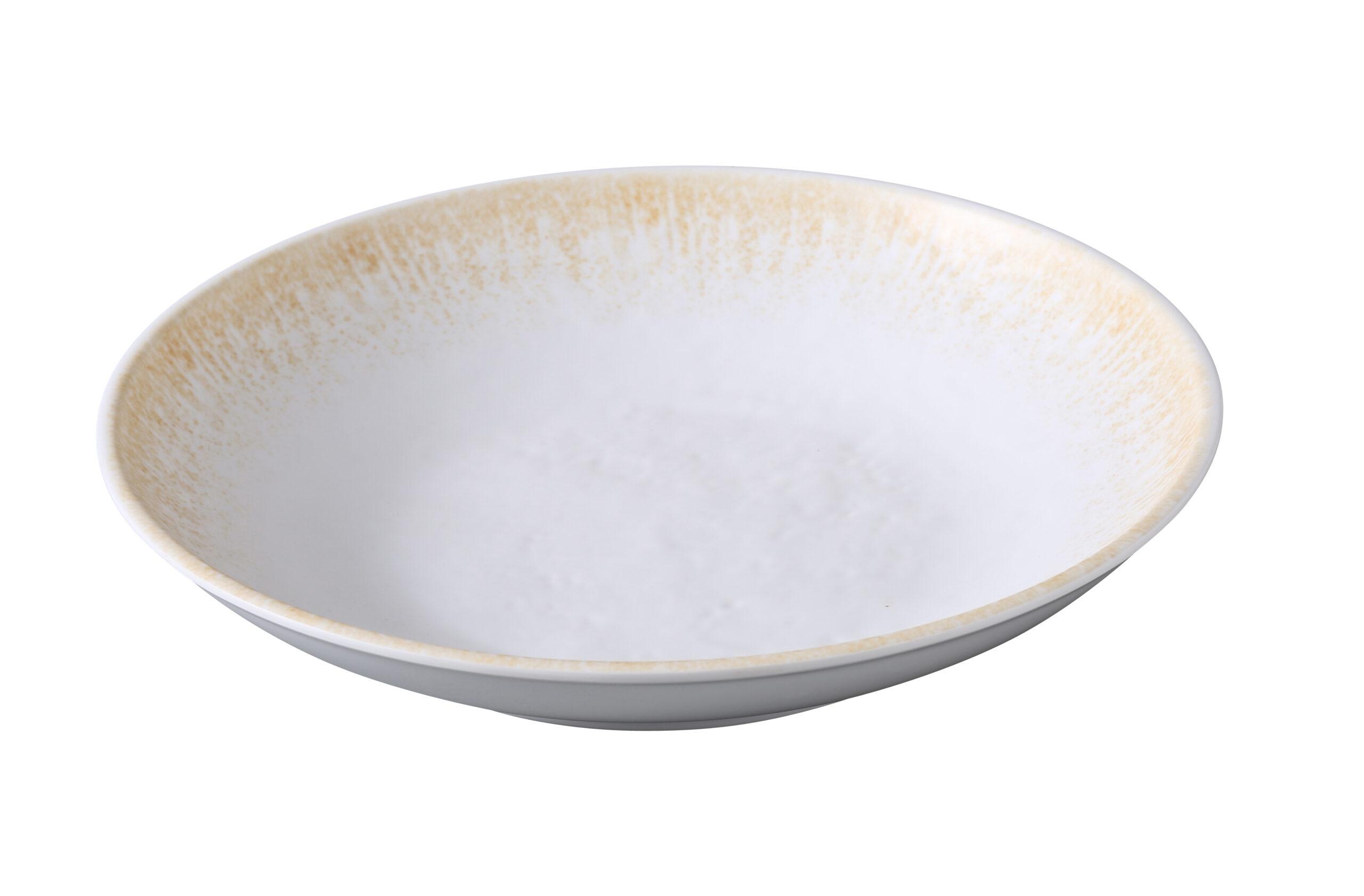 Optimum Pasta & Salad Bowl 10.25 IN 42 OZ Melamine White Brown Round 24/Case