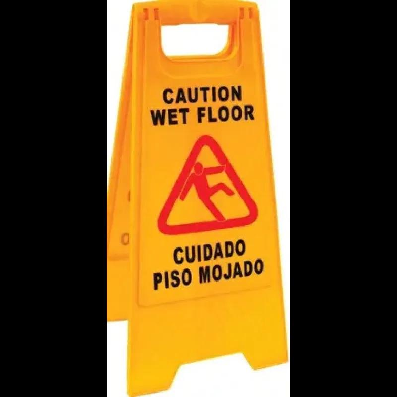 Caution Sign Caution Wet Floor Yellow Plastic English & Spanish 1/Each