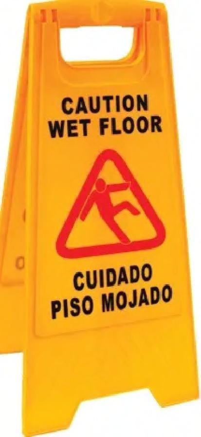 Caution Sign Caution Wet Floor Yellow Plastic English & Spanish 1/Each