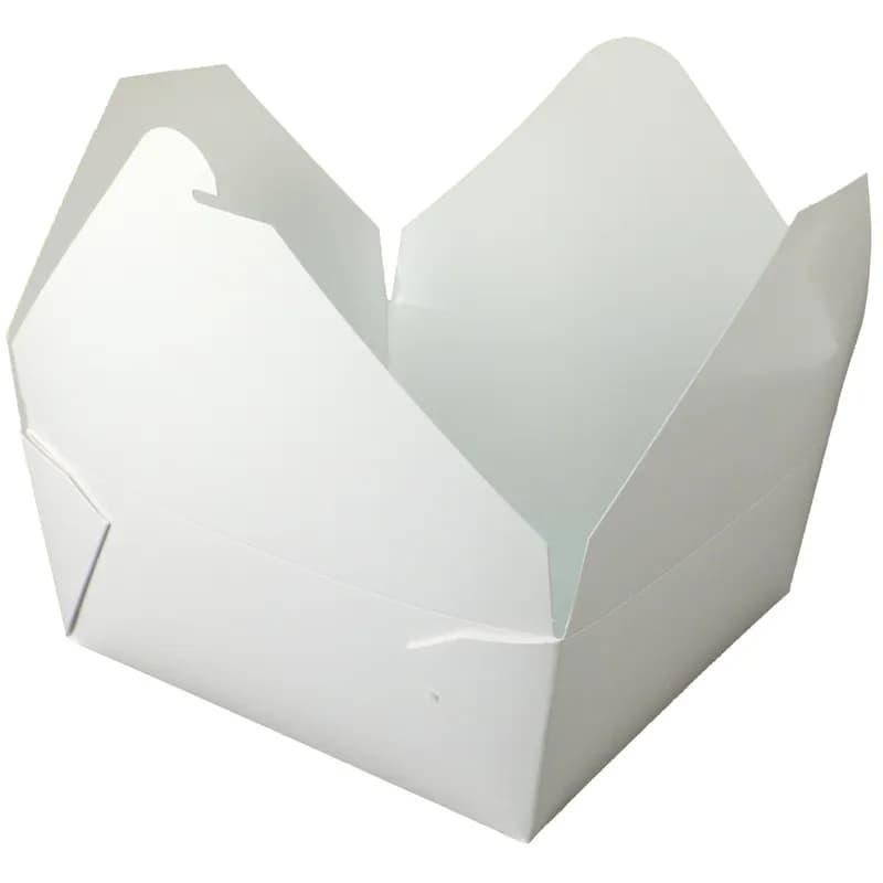 Bio-Pak® Take-Out Box Fold-Top 9.375X9.375X3.5 IN Paper White Square 120/Case