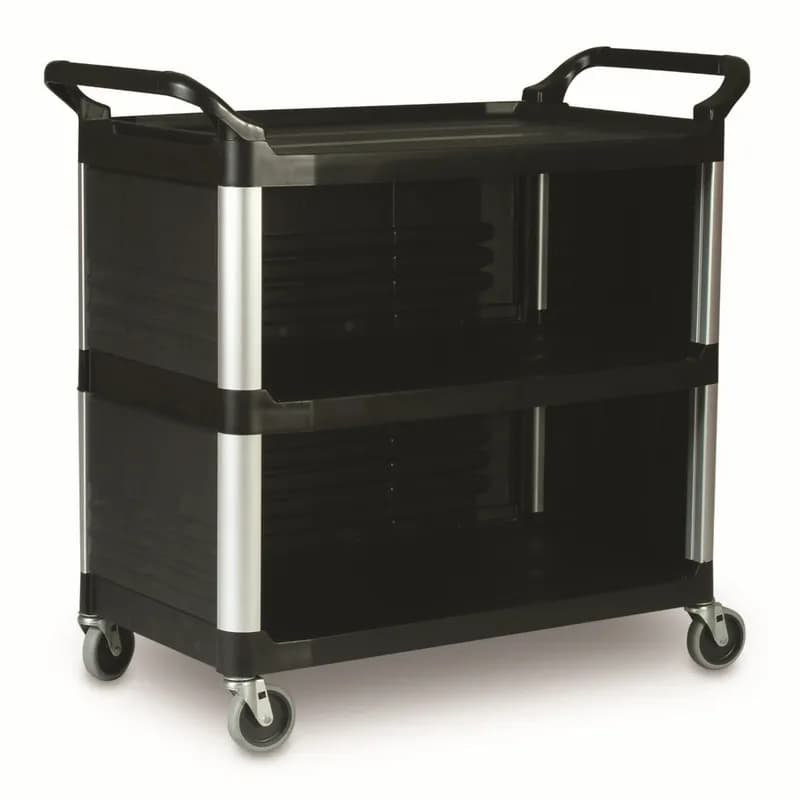 Utility Cart 40.63X20.00X37.80 IN 300 LB Black Gray Resin With Enclosed End Panels On 3 Sides 4 IN TPR Caster 1/Each