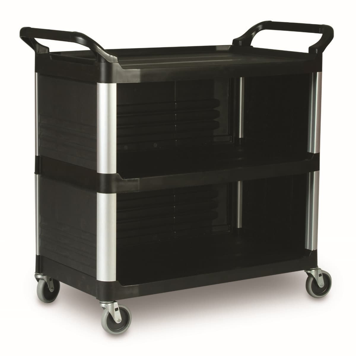 Utility Cart 40.63X20.00X37.80 IN 300 LB Black Gray Resin With Enclosed End Panels On 3 Sides 4 IN TPR Caster 1/Each