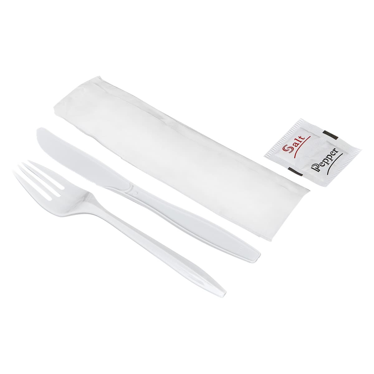 Victoria Bay 5PC Cutlery Kit PP White Medium Weight With Napkin,Fork,Knife,Salt & Pepper 250/Case