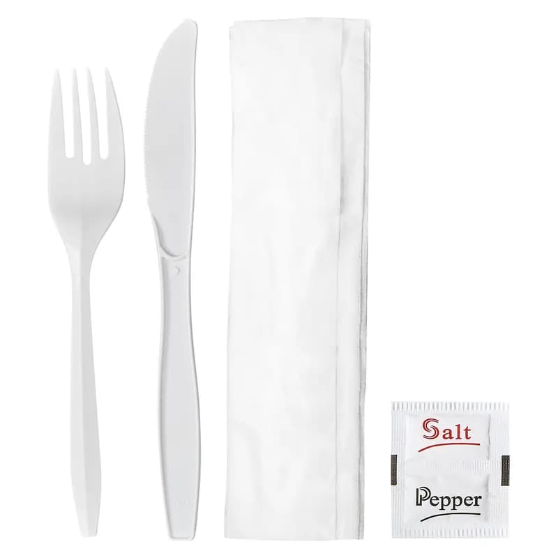 Victoria Bay 5PC Cutlery Kit PP White Medium Weight With Napkin,Fork,Knife,Salt & Pepper 250/Case