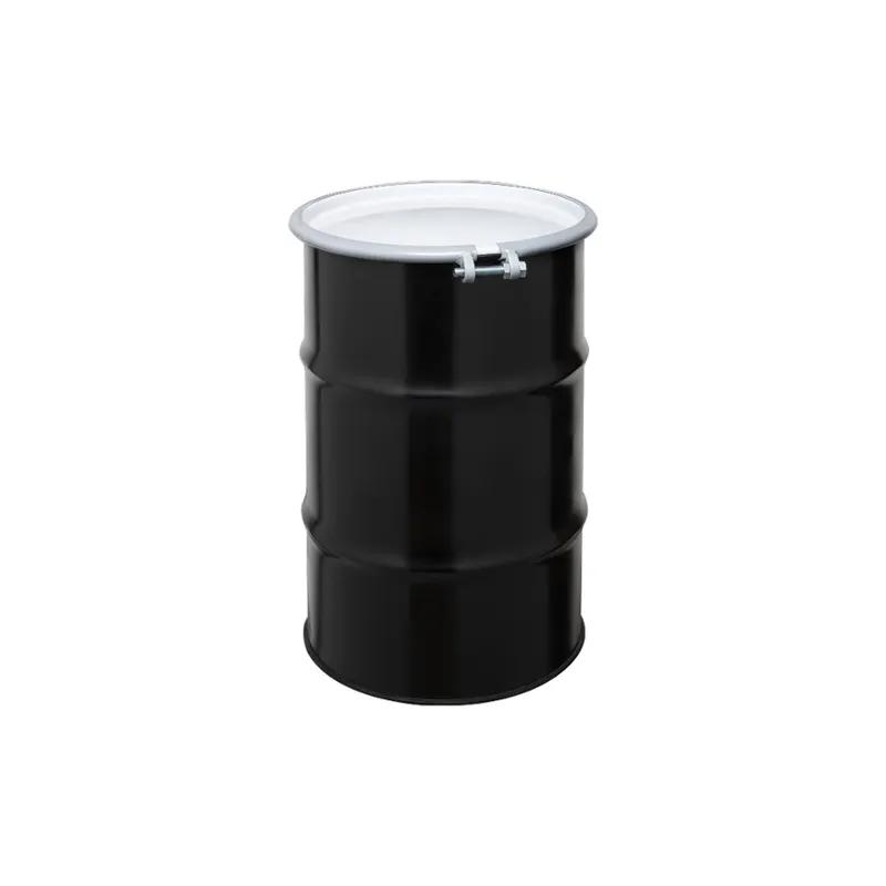 Drum 30 GAL Black Steel Open Head With Lock Ring 10 Count/Skid