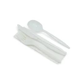 Victoria Bay 4PC Cutlery Kit PP White Medium Weight With Napkin,Fork,Knife,Soup Spoon 250/Case