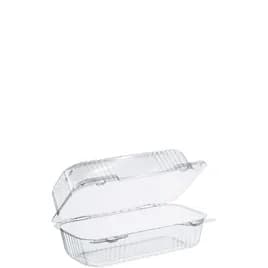 Dart® StayLock® Take-Out Container Hinged With Dome Lid 8.5X4.5X3.6 IN OPS Clear Oblong Bar Lock 125 Count/Pack 2 Packs/Case