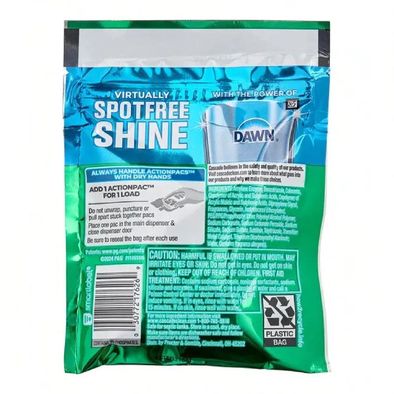 Cascade® ActionPacs Fresh Scent Dishwasher Tabs Complete Pods 30/Case