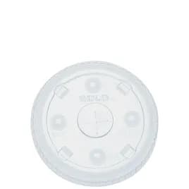 Solo® Lid Flat 4.231X0.41 IN PET Clear For 28-32 OZ Cold Cup Identification With Hole 50 Count/Pack 12 Packs/Case