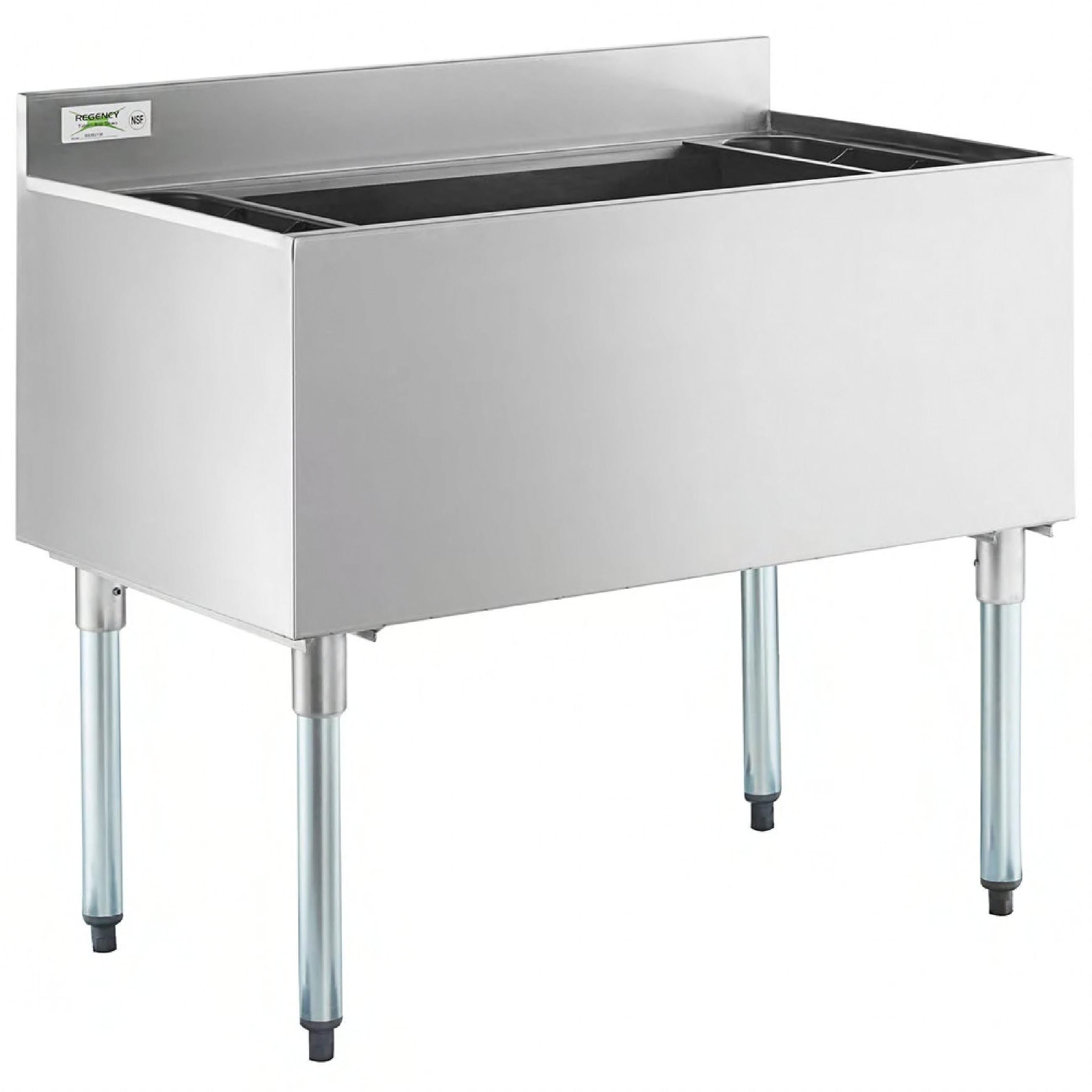 Regency™ Ice Bin 21X36 IN Stainless Steel Silver Underbar 1/Each