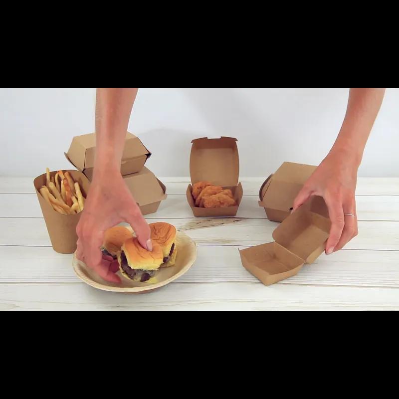 Take-Out Box Hinged With Dome Lid 2.8X2.8X2 IN Corrugated Paperboard Kraft 50 Count/Pack 10 Packs/Case 500 Count/Case