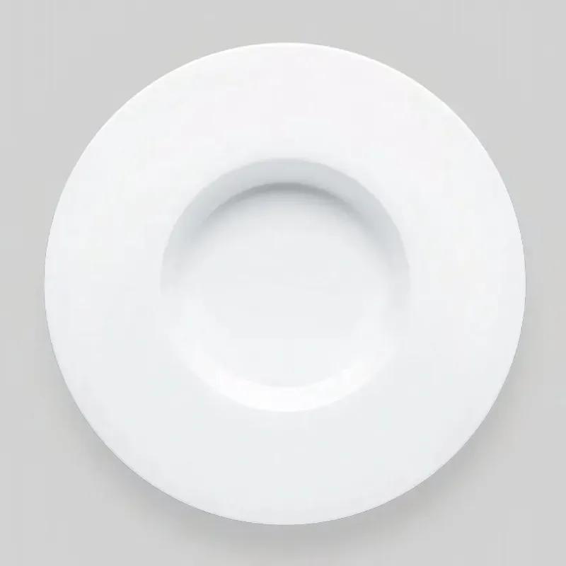 Pasta Plate 11 IN Porcelain White Round Super Wide Rim Dishwasher Safe 12 Count/Case