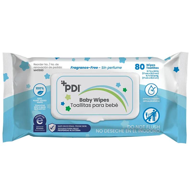PDI Baby Wipe Unscented Hypoallergenic 80 Count/Pack 12 Packs/Case