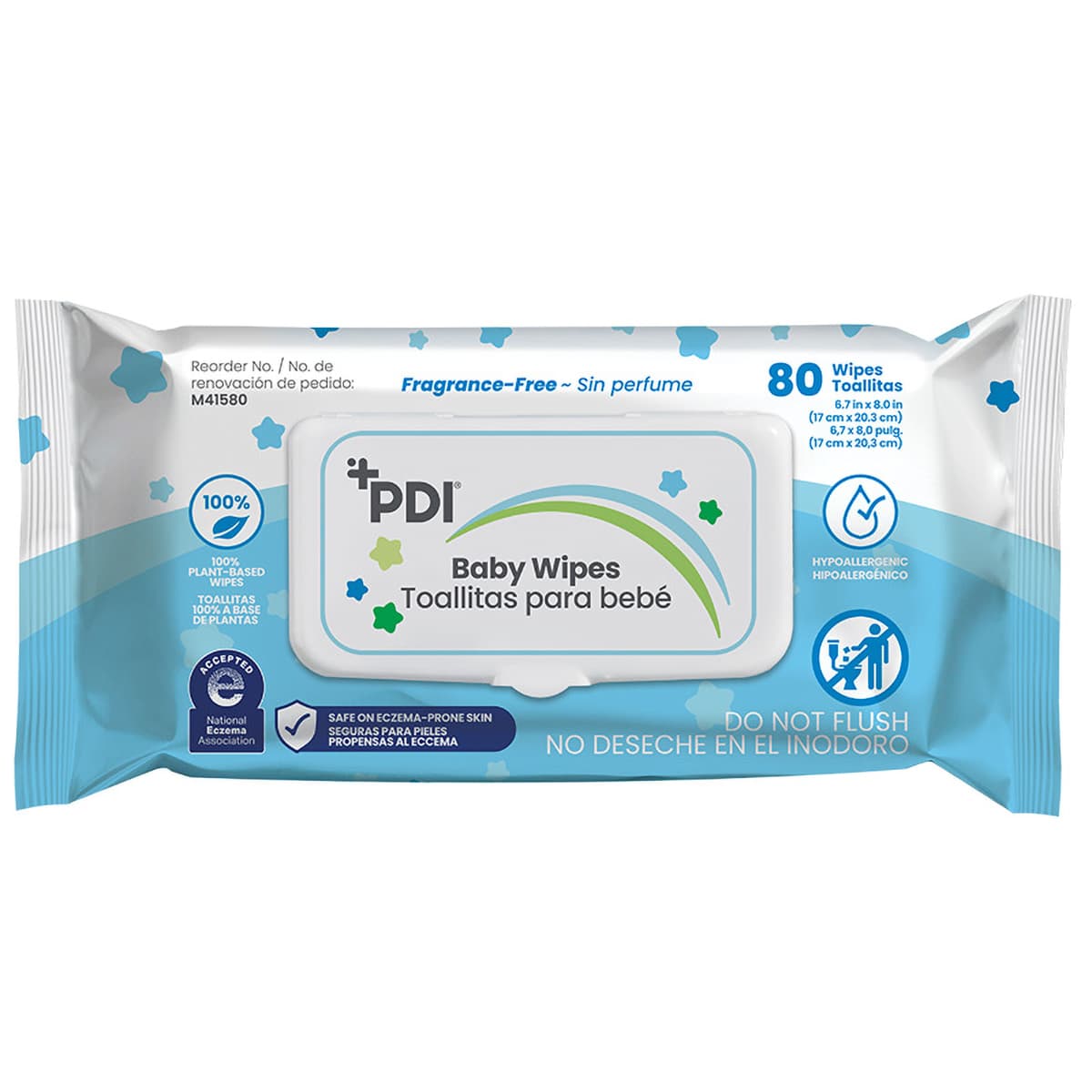 PDI Baby Wipe Unscented Hypoallergenic 80 Count/Pack 12 Packs/Case