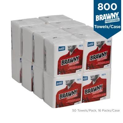 Brawny® Professional Cleaning Towel 13X13 IN 1 PLY Airlaid Paper White 1/4 Fold 50 Sheets/Pack 16 Packs/Case 800 Sheets/Case