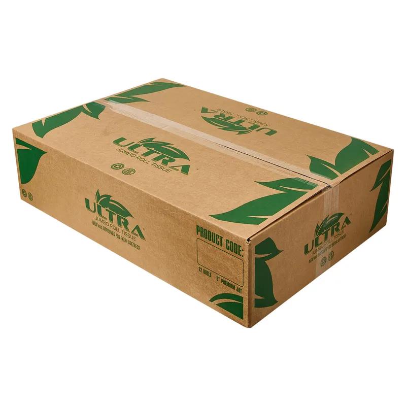 Ultra Toilet Paper & Tissue Roll 9 IN 2PLY White Jumbo (JRT) Large 3.6IN Core Diameter 12 Rolls/Case