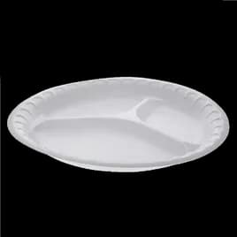 Plate 10 IN 3 Compartment Foam White Unlaminated 540/Case