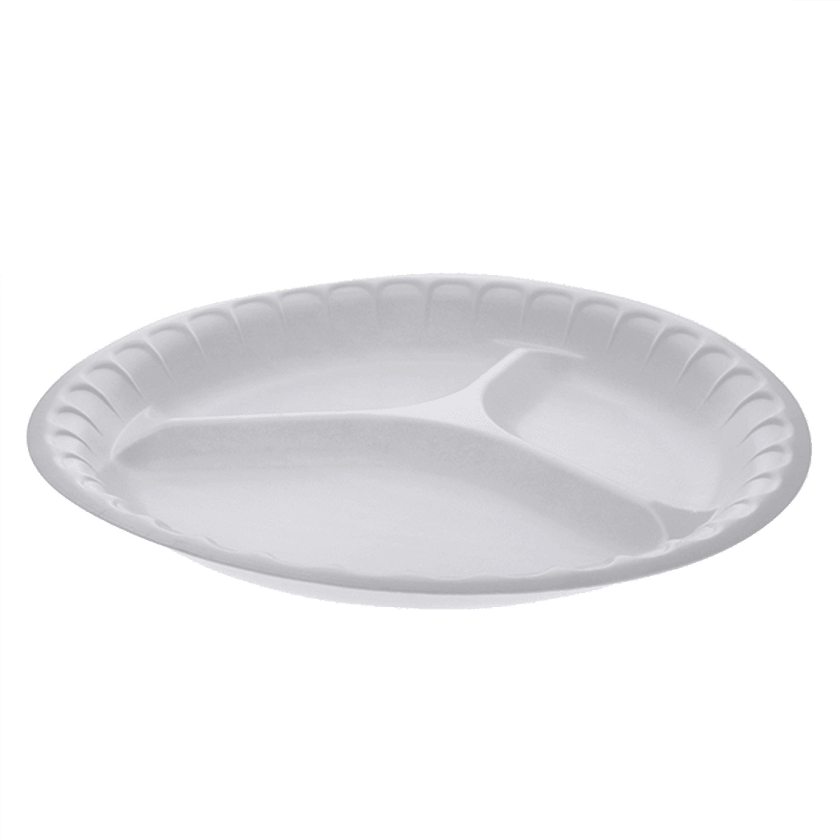 Plate 10 IN 3 Compartment Foam White Unlaminated 540/Case