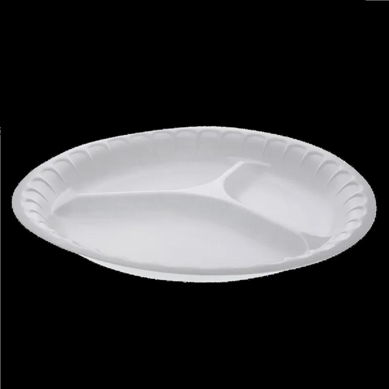 Plate 10 IN 3 Compartment Foam White Unlaminated 540/Case