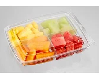 Deli Container Hinged 16 OZ 4 Compartment PET Clear Tamper-Evident 240/Case