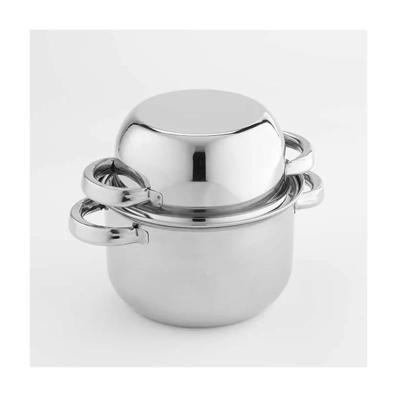 Mussel Pot 2 QT Stainless Steel Silver 2-Piece Dishwasher Safe 1/Each