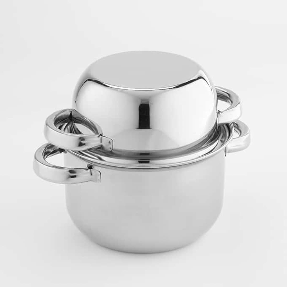 Mussel Pot 2 QT Stainless Steel Silver 2-Piece Dishwasher Safe 1/Each