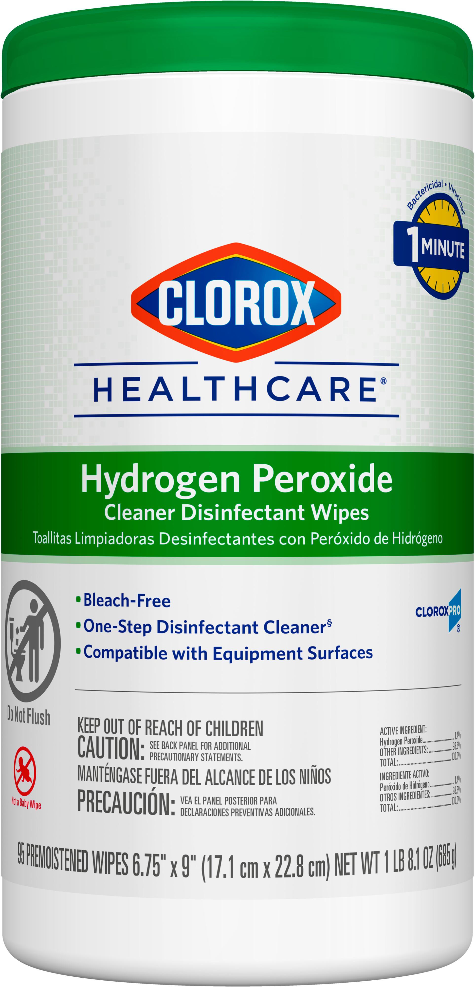 Clorox Healthcare® Hydrogen Peroxide Unscented One-Step Disinfectant Multi Surface Wipe 95 Count/Pack 6 Packs/Case