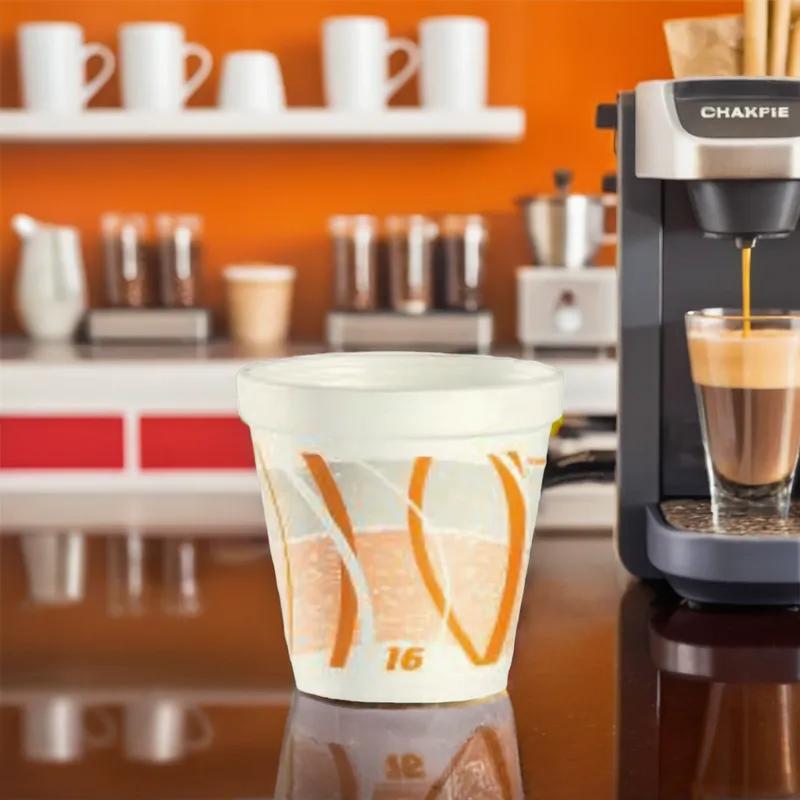 Dart® Food Container Base 16 OZ Polystyrene Foam Orange Gray Impulse Round Squat 500/Case