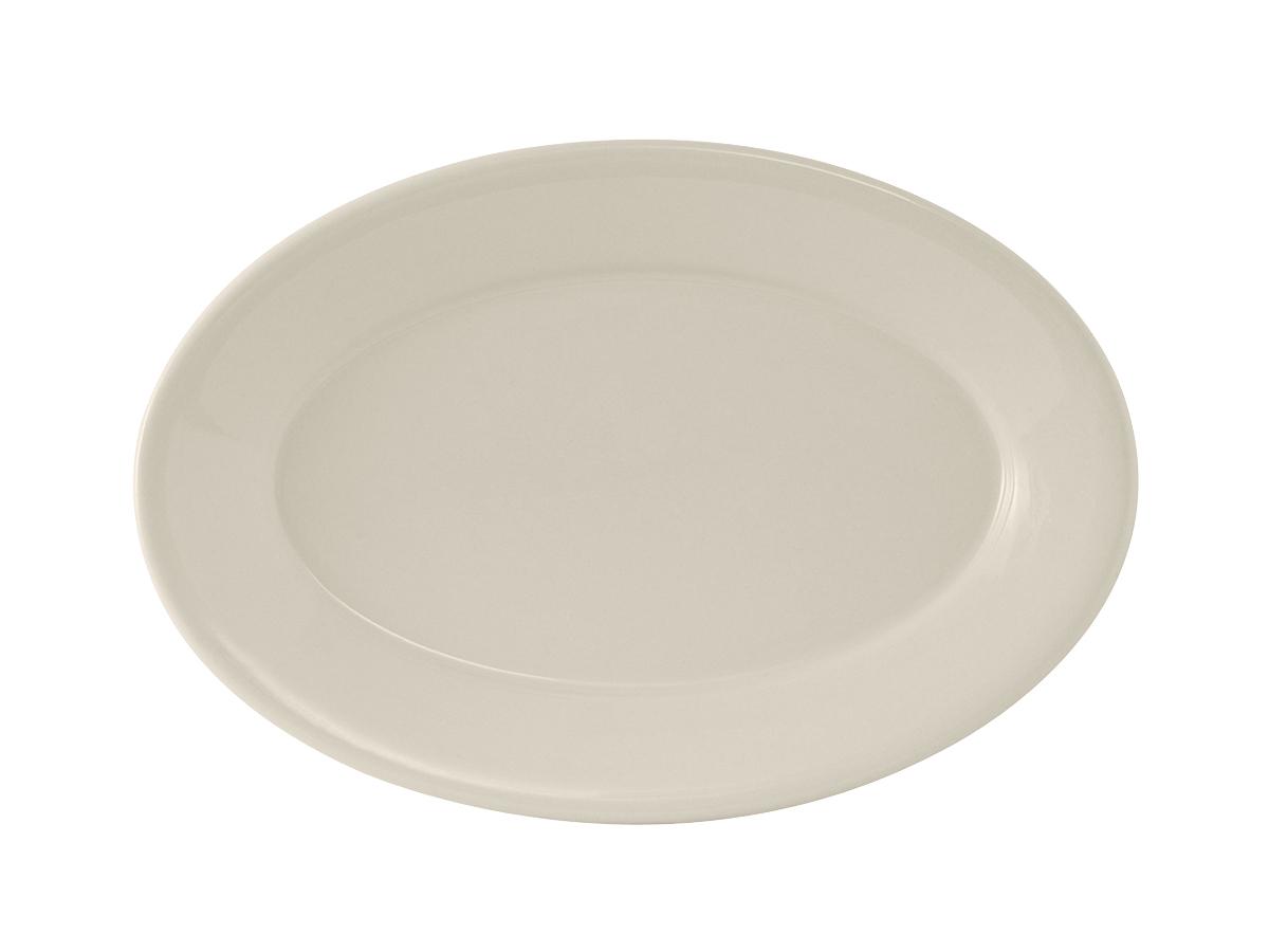 Reno Platter 12.625X8.75 IN China Eggshell Oval Wide Rim Rolled Edge Fully Vitrified 12/Case