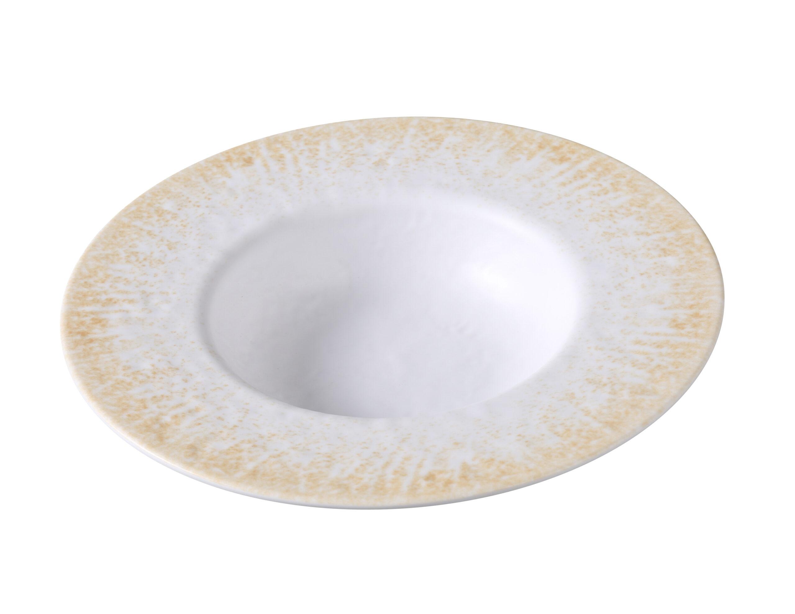 Optimum Dessert Bowl 9.13 IN 10 OZ Melamine White Brown Round 24/Case