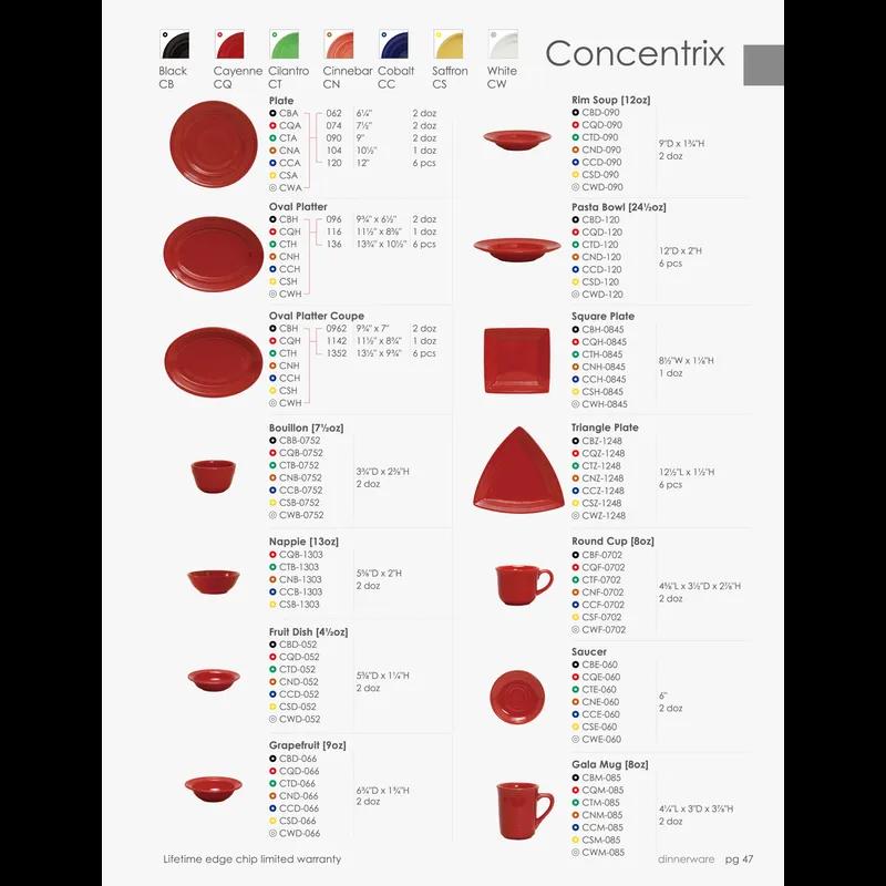 Concentrix Plate 10.5 IN China Cayenne Round Wide Rim Fully Vitrified 12/Case