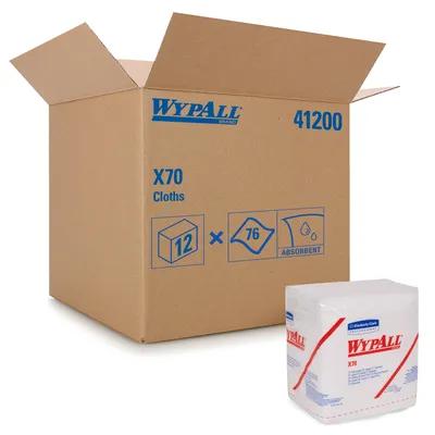 WypAll® X70 Cleaning Rag 12.5X12 IN Medium Duty HydroKnit White 1/4 Fold 76 Count/Pack 12 Packs/Case 912 Count/Case